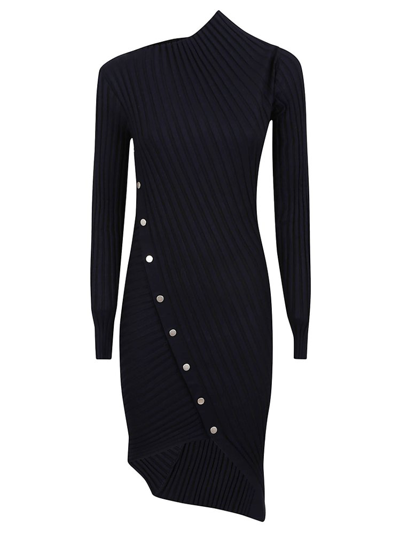 Shop Philosophy Di Lorenzo Serafini Asymmetric Ribbed Wrap Mini Dress In Black