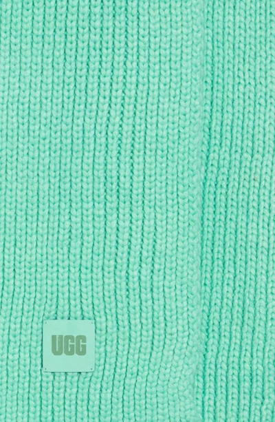 Shop Ugg Chunky Rib Knit Scarf In Pale Emerald