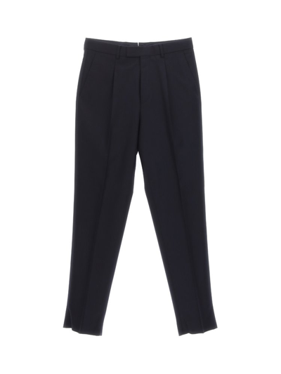 Shop Z Zegna Pressed Crease Tailored Trousers In Navy
