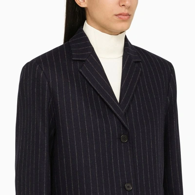 Shop Loulou Studio Single-breasted Navy Pinstripe Jacket In Blue