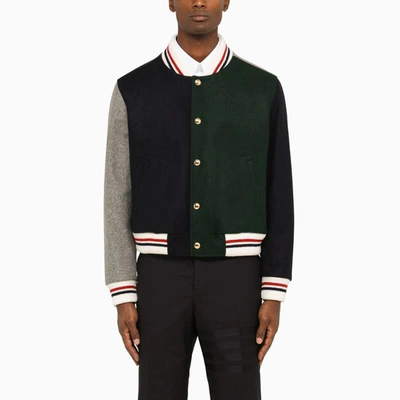 Shop Thom Browne Color-block Bomber Jacket In In Green