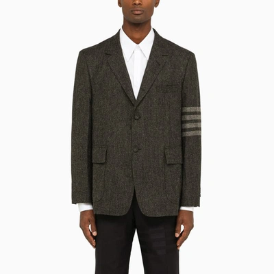 Shop Thom Browne Dark Single-breasted Jacket In Grey