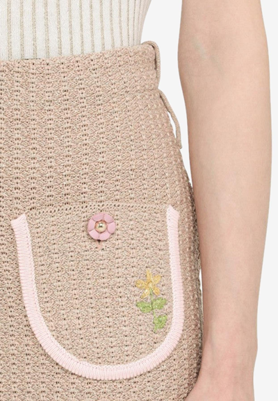 Shop Cormio Chiara Crochet Mini Skirt In Beige