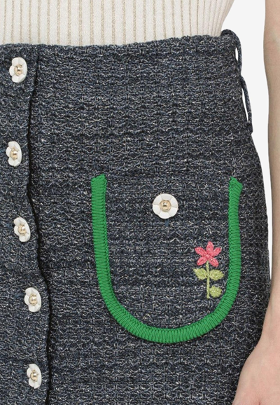 Shop Cormio Chiara Crochet Mini Skirt In Blue