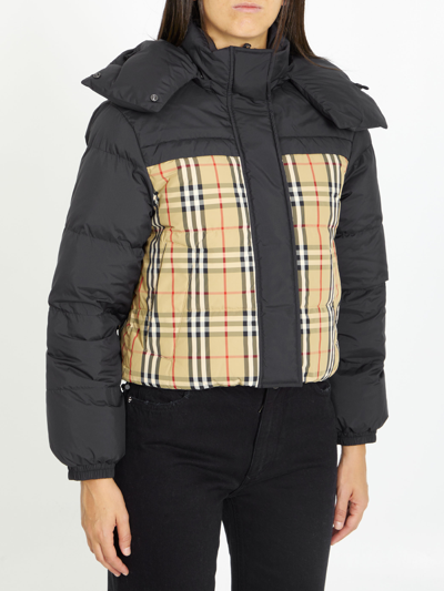Shop Burberry Reversible Cropped Down Jacket In Beige