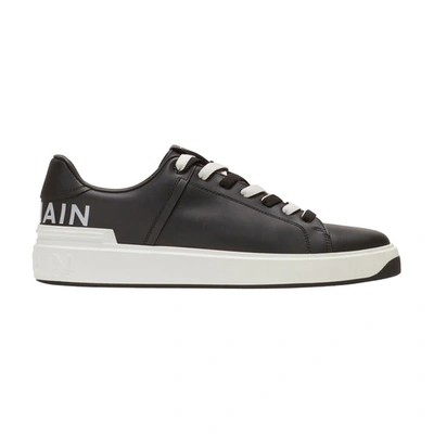 Shop Balmain B-court Smooth Leather Trainers In Black