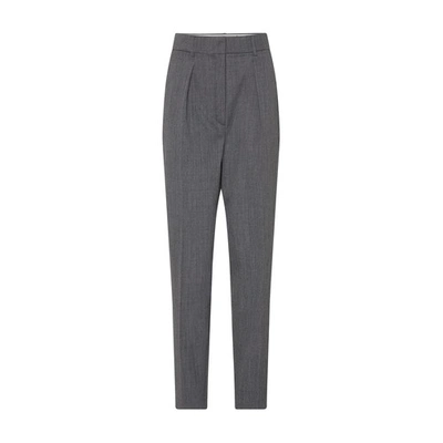 Shop Rohe Carrot Fit Single Pleat Trousers In Grey_melange