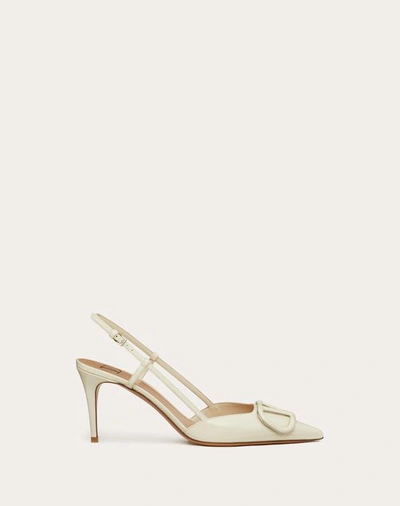 Valentino Garavani Vlogo Signature Patent Leather Slingback Pump 80mm Woman Light Ivory 42 In Light Ivory