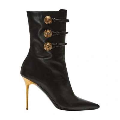 Shop Balmain Alma Leather Ankle Boots In Black