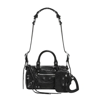 Shop Balenciaga Le Cagole Mini Duffle Bag In Arena Lambskin In Black