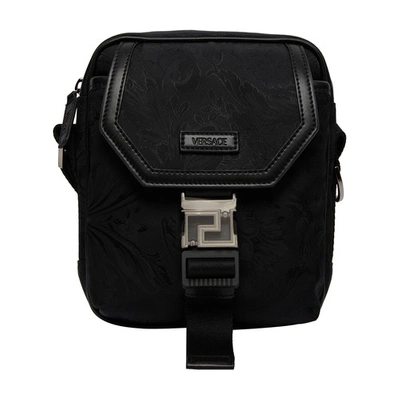 Shop Versace Small Barocco Messenger Bag In 1b00e_black_ruthenium