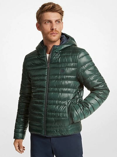 Shop Michael Kors Reversible Sustainable Puffer Jacket In Green