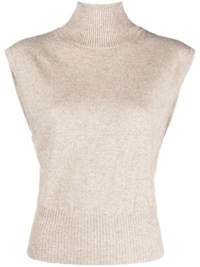 Shop Reformation Neutral Arco Cashmere Sweater In Brown