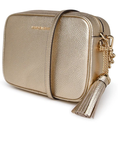 Shop Michael Michael Kors Michael Kors 'jet Set' Gold Leather Crossbody Bag