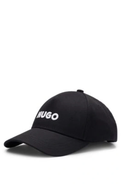 Shop Hugo Cotton-twill Cap With Embroidered Logo And Snap Closure In Black