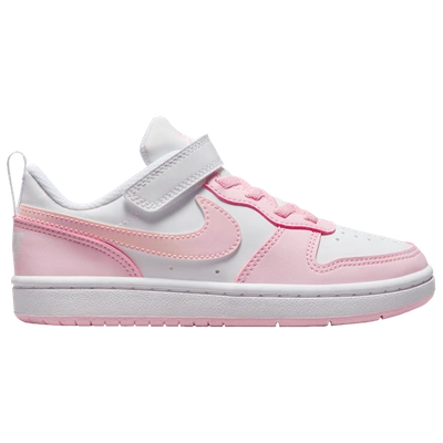 Shop Nike Girls  Court Borough Low Recraft In White/pink Foam