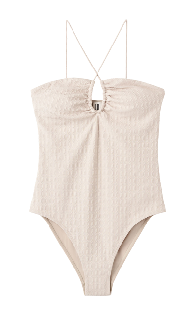 Shop By Malene Birger Gypsea Jacquard Halter One-piece Swimsuit In Tan