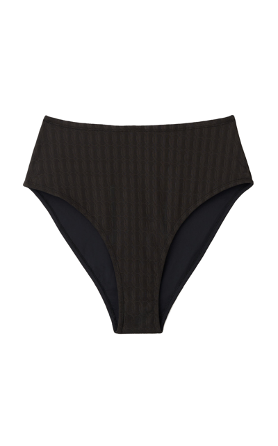 Shop By Malene Birger Seabay High-waisted Monogram Jacquard Bikini Bottom In Black