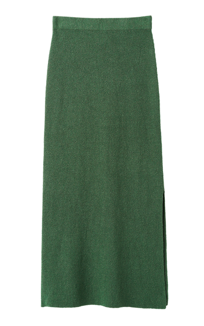 Shop By Malene Birger Kyara Ribbed Knit Maxi Skirt In Green