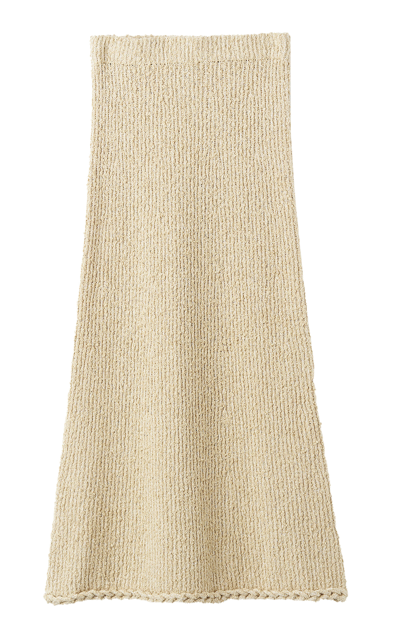 Shop By Malene Birger Komi Braided Cotton-linen Knit Maxi Skirt In Tan