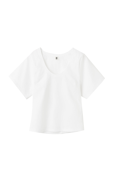 Shop By Malene Birger Lunae Flare-sleeve Cotton T-shirt In White