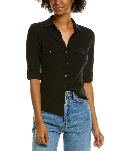 Shop James Perse Contrast Panel Shirt In Black