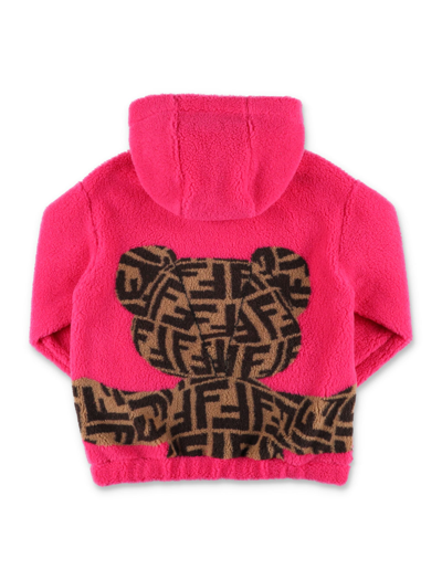 Shop Fendi Teddy Bear Wool Sweatshirt In Bouganville