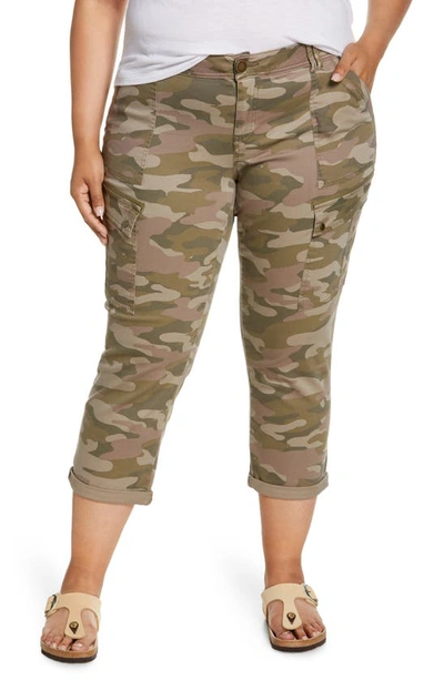 Shop Wit & Wisdom 'ab'solution Camo Print Stretch Cotton Cargo Pants In Smokey Caper