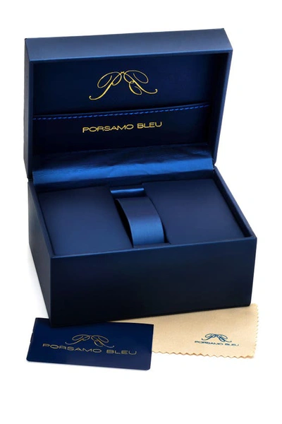 Porsamo Bleu Liza Automatic Silk Covered Leather Strap Watch, 38mm In Black-gold