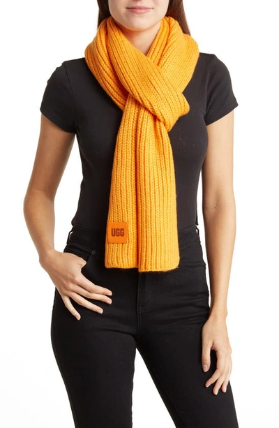 Shop Ugg Chunky Rib Knit Scarf In Orange Sherbet