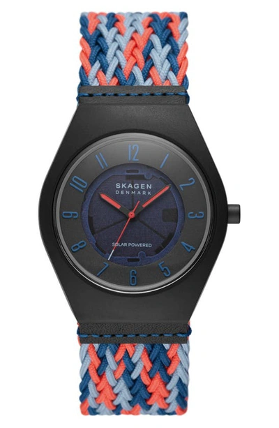 Shop Skagen Sams Series Solar Powered Woven Strap Watch, 37mm In Black