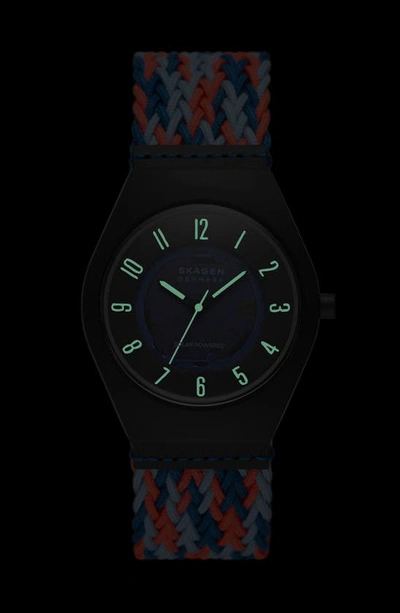 Shop Skagen Sams Series Solar Powered Woven Strap Watch, 37mm In Black