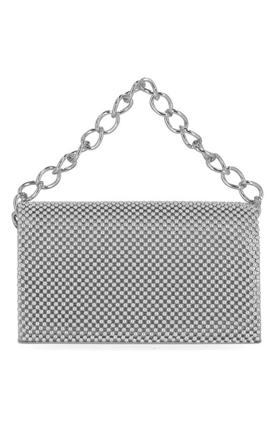 Jessica Mcclintock Damiana Beaded Metal Mesh Clutch In Silver
