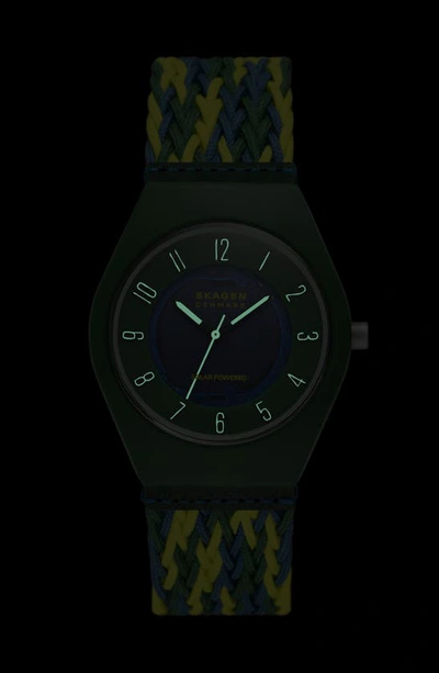 Shop Skagen Sams Series Solar Powered Woven Strap Watch, 37mm In Green
