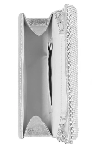 Jessica Mcclintock Damiana Beaded Metal Mesh Clutch In Silver