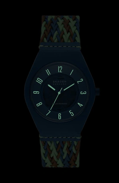 Shop Skagen Sams Series Solar Powered Woven Strap Watch, 37mm In Blue