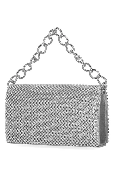 Jessica Mcclintock Damiana Beaded Metal Mesh Clutch In Silver