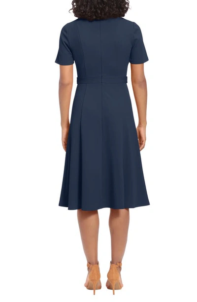 Shop London Times Side Tab Fit & Flare Dress In Nvy Blazer