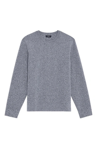 Shop Theory Walton Marl Cotton Crewneck Sweater In Blueberry Grey Heather