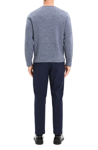 Shop Theory Walton Marl Cotton Crewneck Sweater In Blueberry Grey Heather