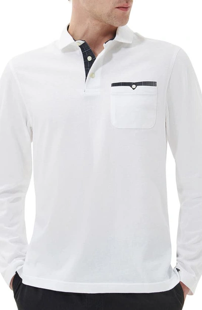 Shop Barbour Corpatch Long Sleeve Polo In White