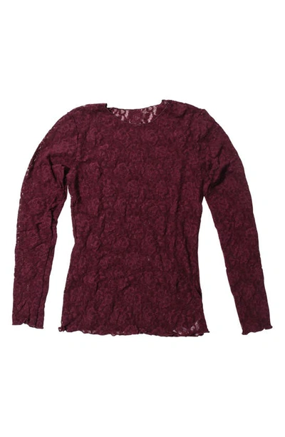 Shop Hanky Panky Signature Lace Long Sleeve Top In Dried Cherry