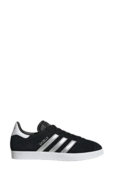 Shop Adidas Originals Gazelle Sneaker In Black/ Silver Metallic/ White