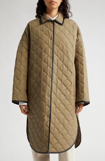 Shop Totême Quilted Organic Cotton Cocoon Coat In Marsh