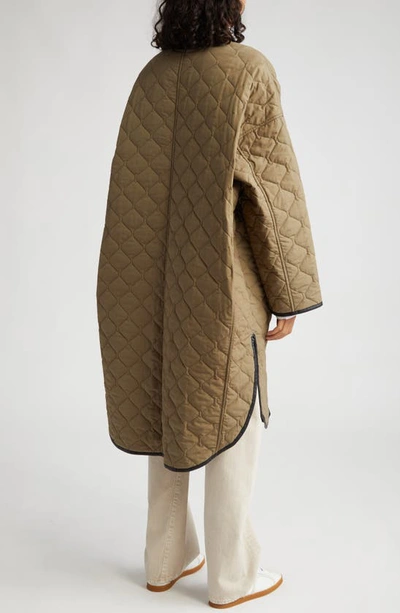 Shop Totême Quilted Organic Cotton Cocoon Coat In Marsh