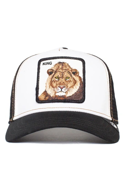 Goorin Bros The King Lion Black/white Trucker Hat 101-0388-blk In Black