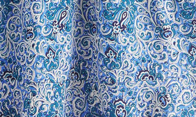 Shop Boden Print Pleated Long Sleeve Dress In Teal Botanic Terrace