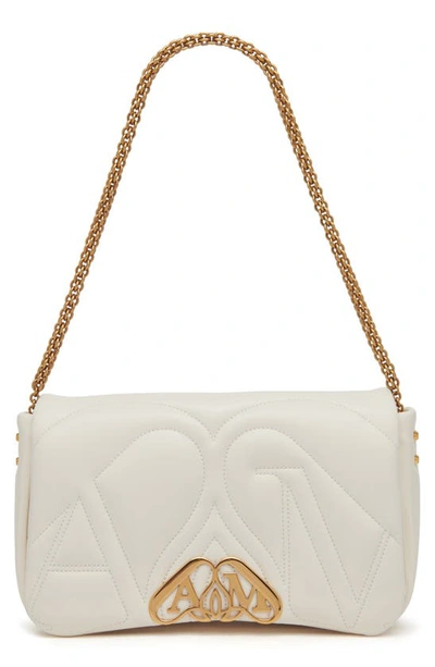 Shop Alexander Mcqueen Small The Seal Quilted Shoulder Bag In Soft Ivory