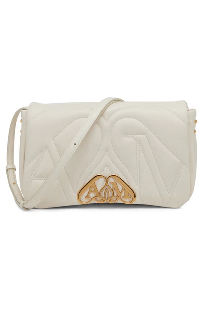 Shop Alexander Mcqueen Small The Seal Quilted Shoulder Bag In Soft Ivory