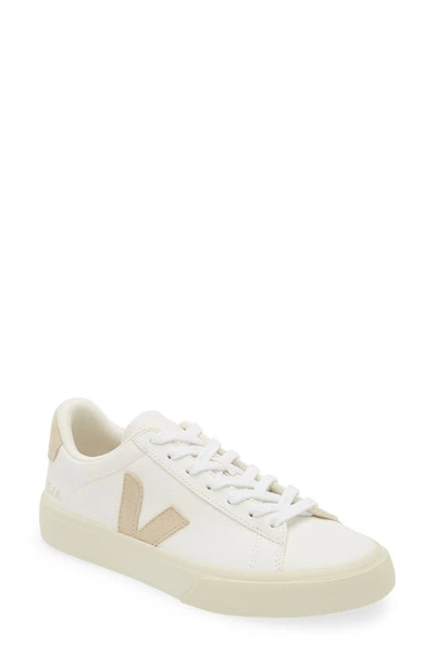 Veja V-12 Leather Extra White Sable Trainers In Extra-white Almond